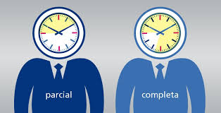 Imagen donde aparecen dos relojes: uno con jornada laboral parcial y otra con jornada completa