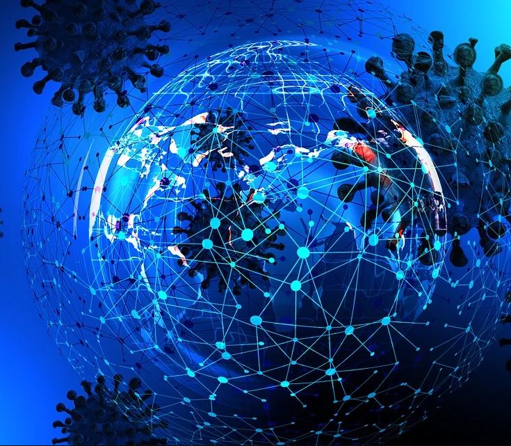 Imagen de coronavirus y redes digitales